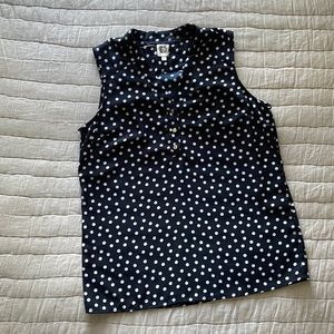ANNE KLEIN Polka Dot Sleeveless Blouse